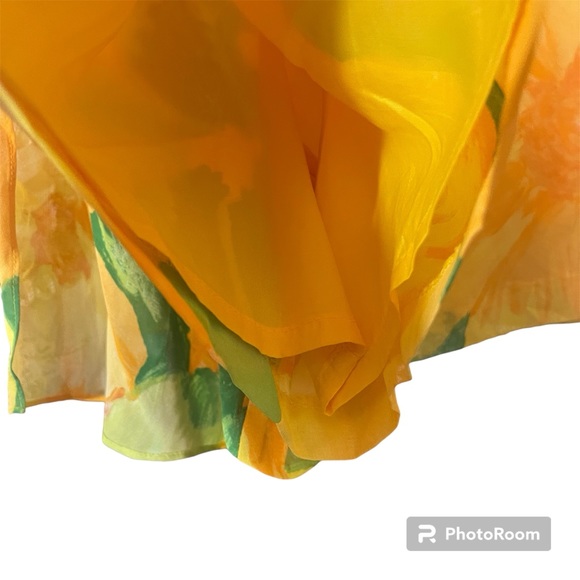 Caché Orange flora skirt skort size 2 - Picture 3 of 6